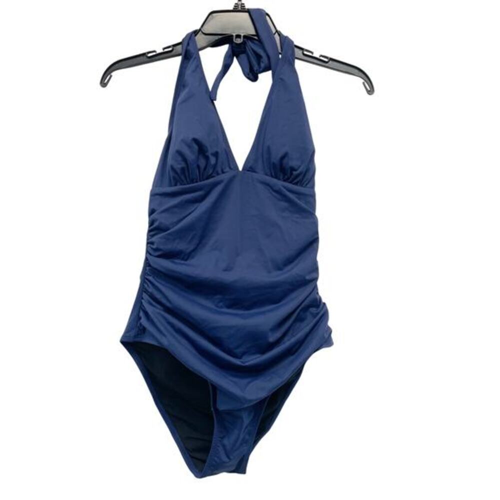 Cupshe‎ Women's Blue Halter Slim Sculpt One Piece Swimsuit Size Medium